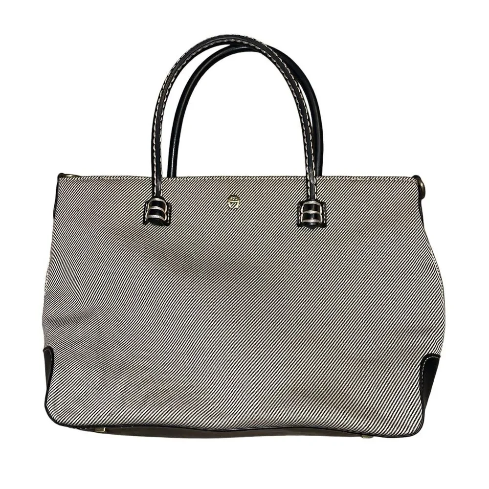 Vintage Etienne Aigner Handbag Canvas and‎ leather Black 9.5